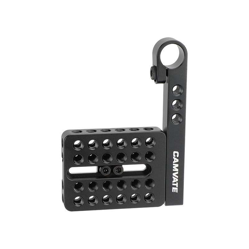 CAMVATE Universal Camera Top Plate With Sliding Shoe Adapter + 15mm Single Rod Holder Aluminum Cross Bar (106mm Long)