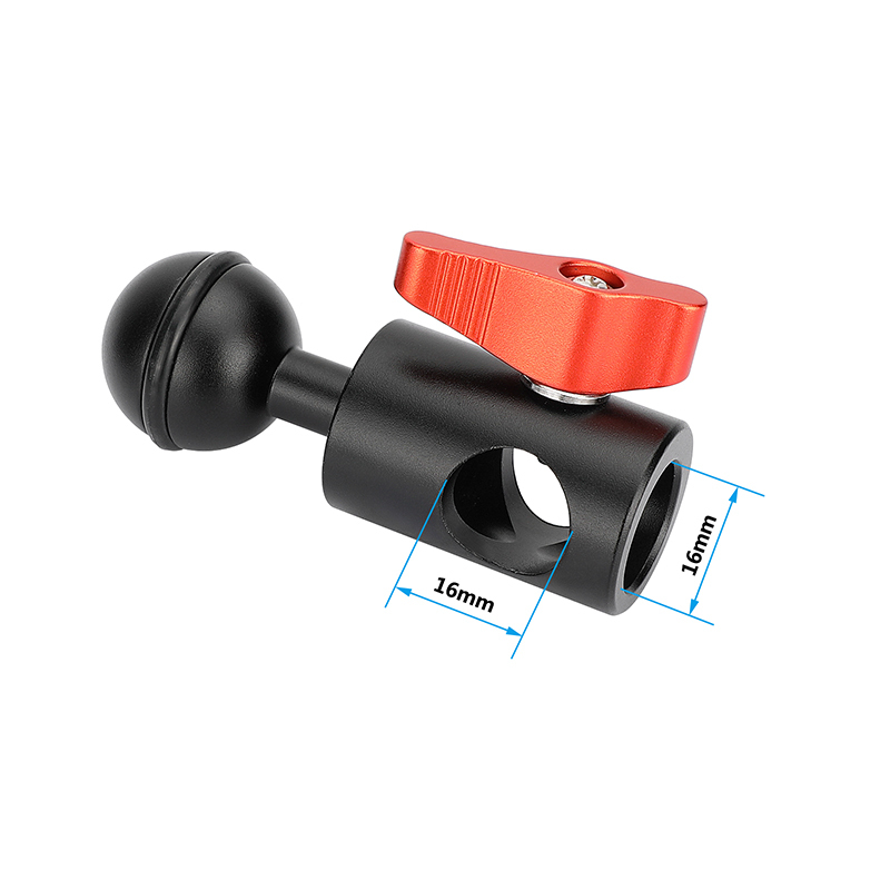 CAMVATE (Upgraded) 16mm Light Stand Head Adapter (Red Ratchet Knob) With 26mm Ball Head
