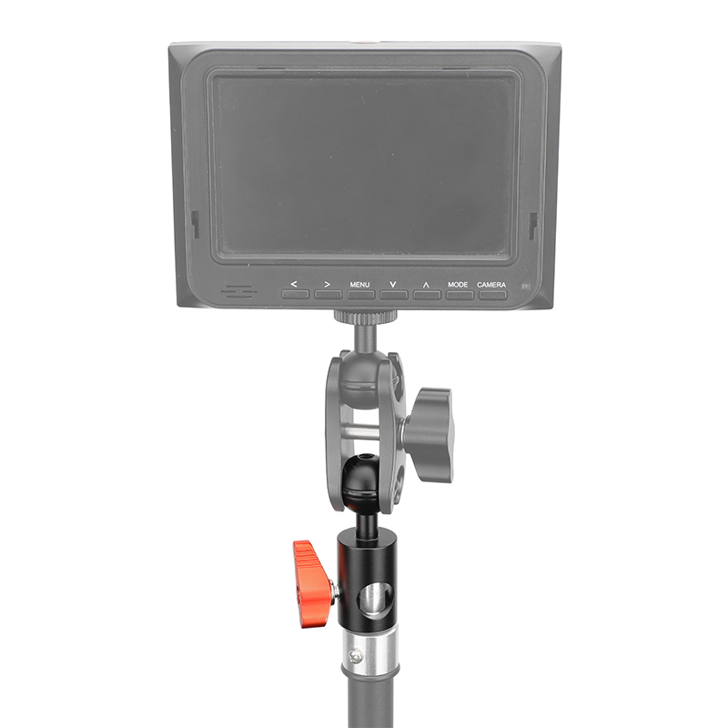 CAMVATE (Upgraded) 16mm Light Stand Head Adapter (Red Ratchet Knob) With 26mm Ball Head