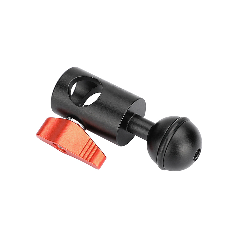 CAMVATE (Upgraded) 16mm Light Stand Head Adapter (Red Ratchet Knob) With 26mm Ball Head