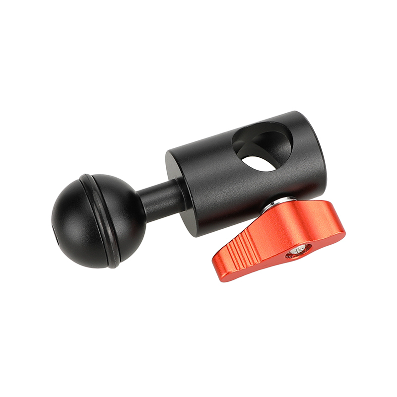 CAMVATE (Upgraded) 16mm Light Stand Head Adapter (Red Ratchet Knob) With 26mm Ball Head