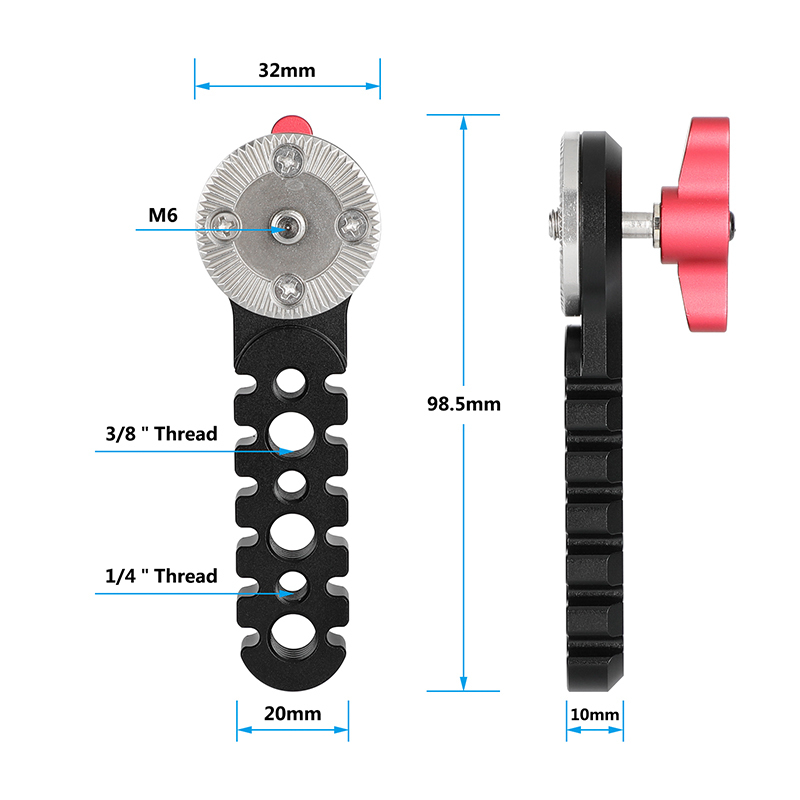CAMVATE Universal Extension Arm Jagged Style With ARRI Rosette Mount M6 Thread Screw Red Knob For DSLR Camera Cage Rig