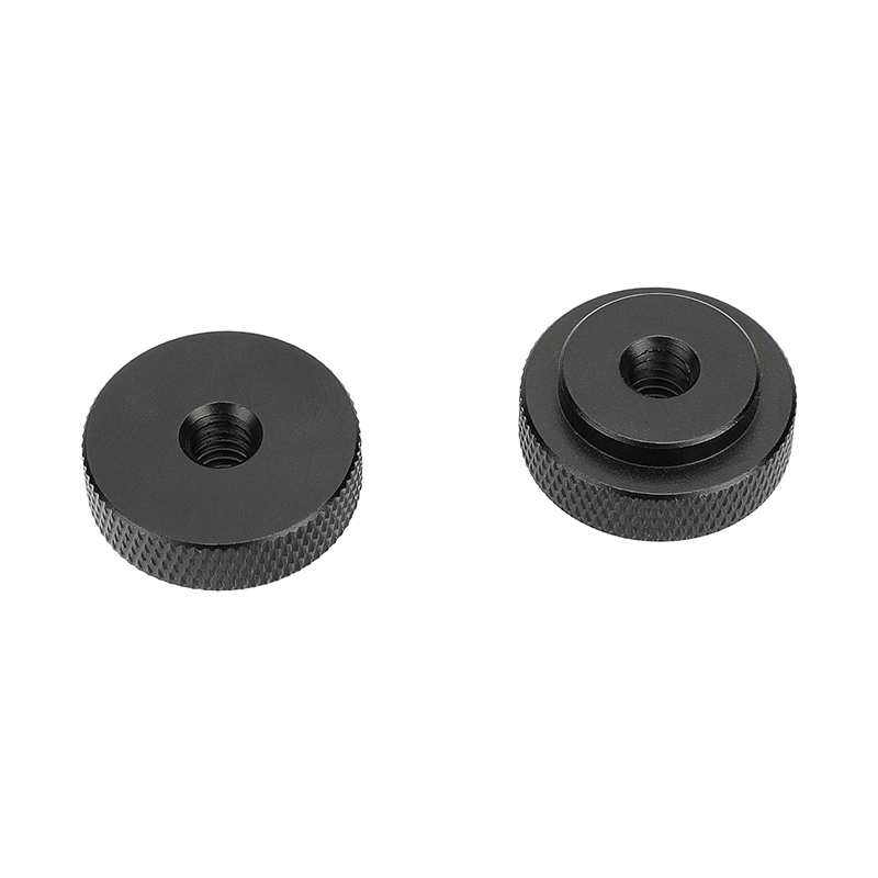 CAMVATE 1/4"-20 Female Thread Thumb Wheel Lock Nut Adapter 25mm Diameter (2 Pieces Black)