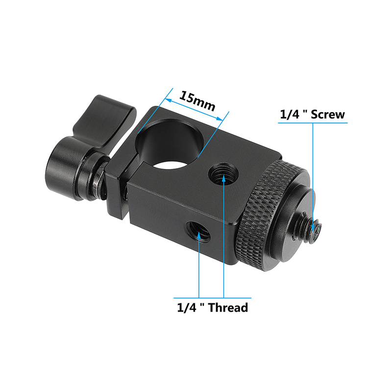 CAMVATE 15mm Single Rod Clamp with 1/4" Mount