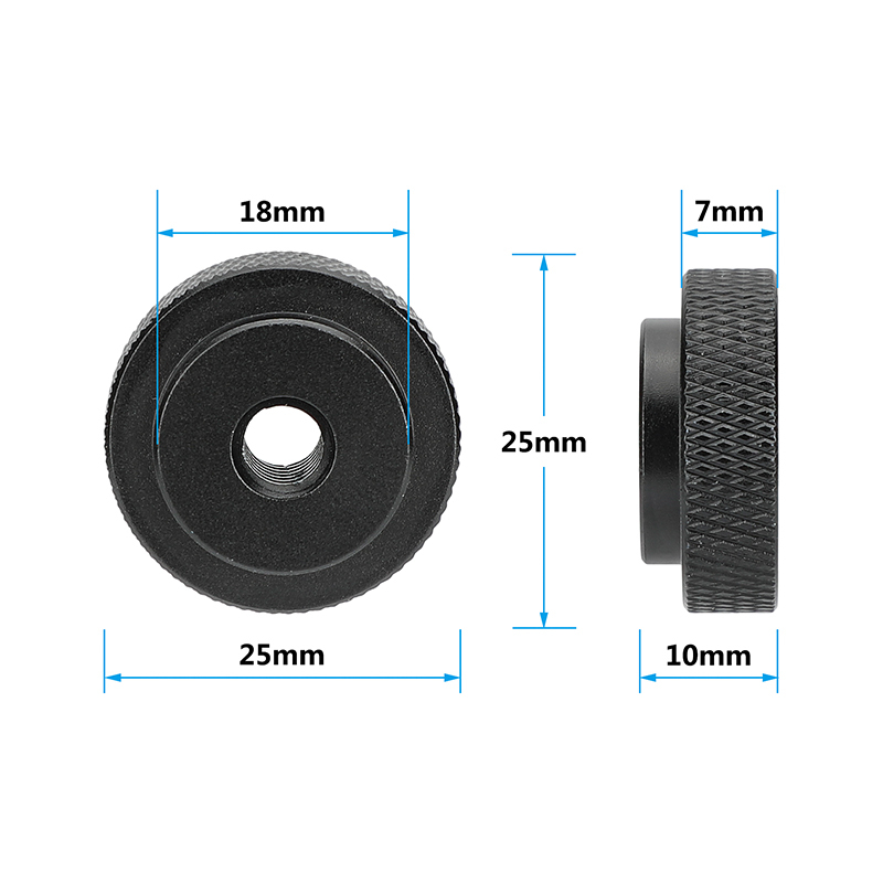 CAMVATE 1/4"-20 Female Thread Thumb Wheel Lock Nut Adapter 25mm Diameter (2 Pieces Black)