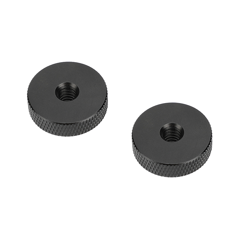 CAMVATE 1/4"-20 Female Thread Thumb Wheel Lock Nut Adapter 25mm Diameter (2 Pieces Black)