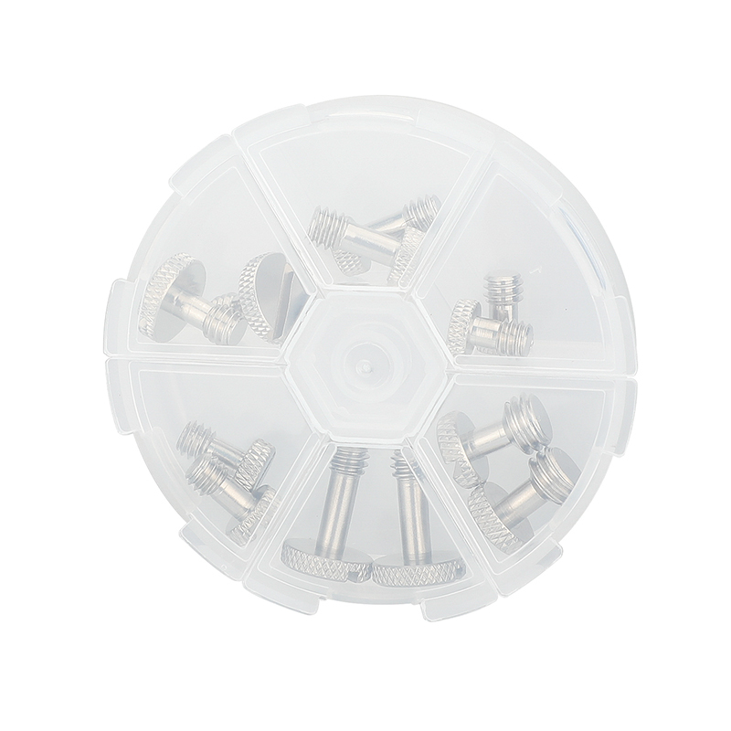 CAMVATE 1/4"-20 & 3/8"-16 Slotted Screw Bolt Assortment Brass Nickel Made With Plastic Storage Case For Camera Quick Release Plate (12 Pieces)