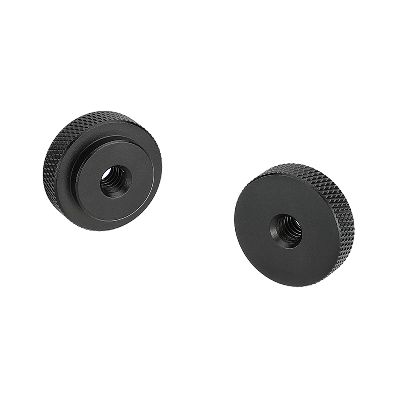 CAMVATE 1/4"-20 Female Thread Thumb Wheel Lock Nut Adapter 25mm Diameter (2 Pieces Black)