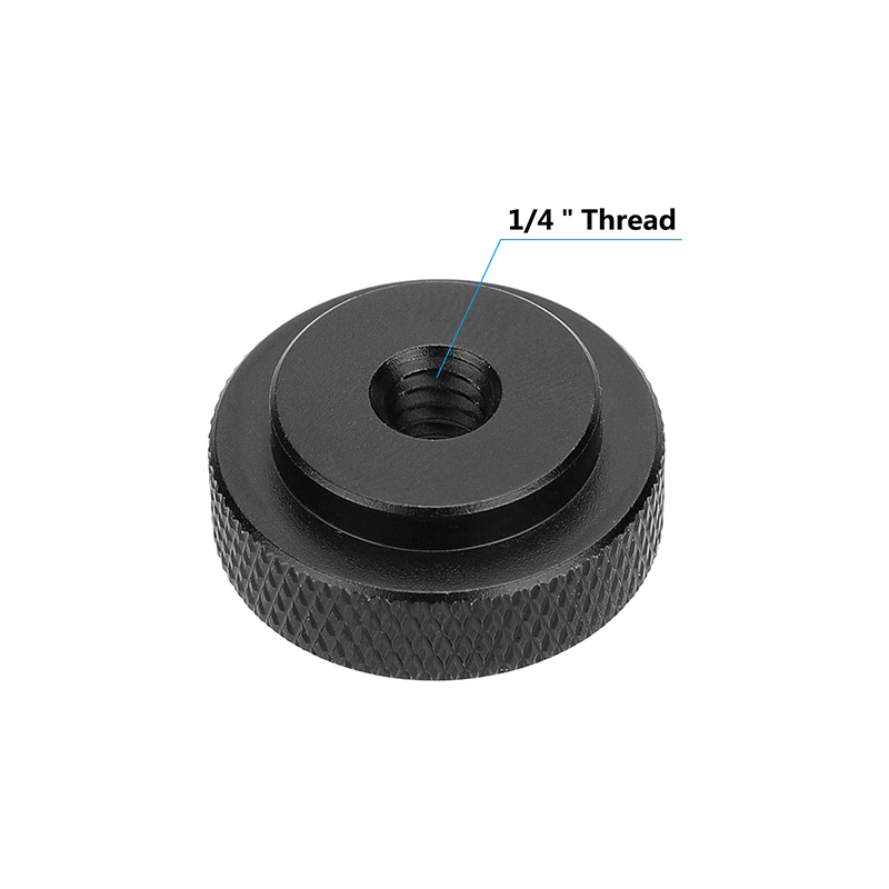 CAMVATE 1/4"-20 Female Thread Thumb Wheel Lock Nut Adapter 25mm Diameter (2 Pieces Black)