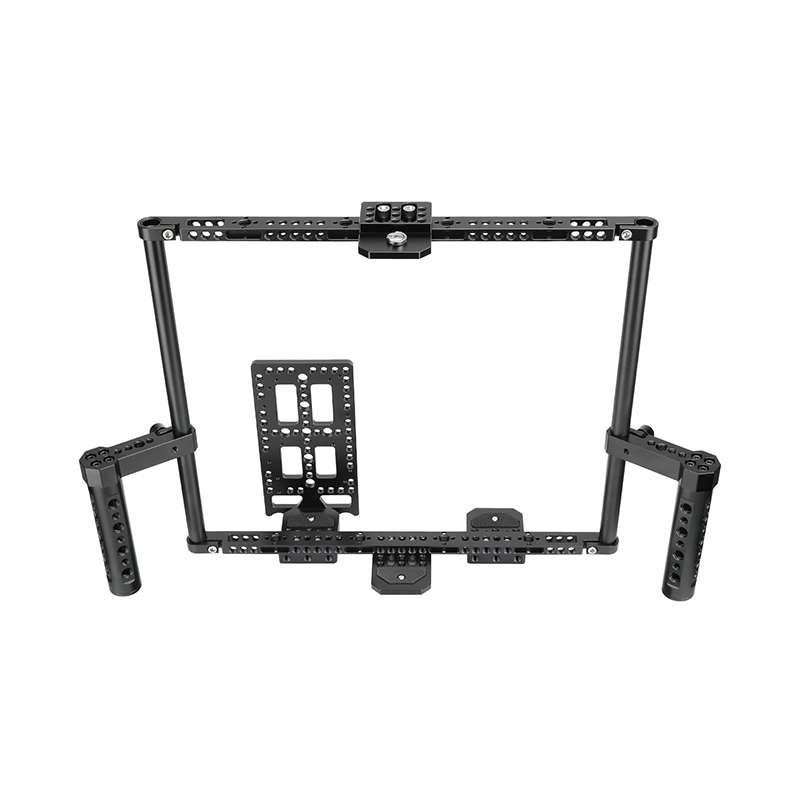 CAMVATE Adjustable Camera 10" Monitor Cage Rig With Dual Cheese Handle & Cheese-Type Plate
