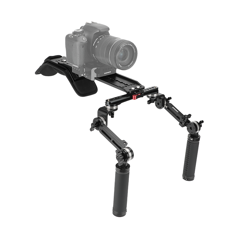 CAMVATE Shoulder Mount Rig With ARRI-Style 12" Dovetail Sled Plate & Rosette Handle Pair For DSLR Camera / DV Camcorder