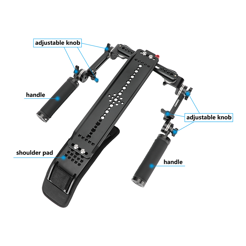 CAMVATE Shoulder Mount Rig With ARRI-Style 12" Dovetail Sled Plate & Rosette Handle Pair For DSLR Camera / DV Camcorder