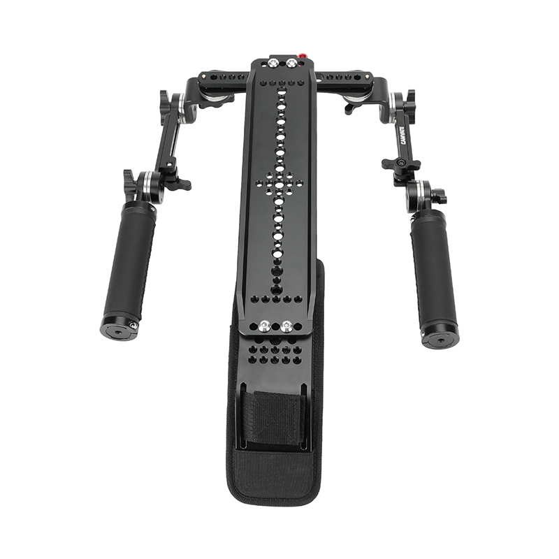 CAMVATE Shoulder Mount Rig With ARRI-Style 12" Dovetail Sled Plate & Rosette Handle Pair For DSLR Camera / DV Camcorder