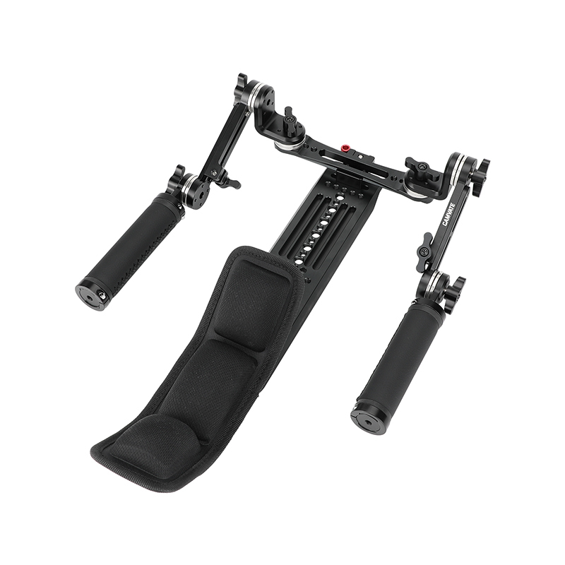 CAMVATE Shoulder Mount Rig With ARRI-Style 12" Dovetail Sled Plate & Rosette Handle Pair For DSLR Camera / DV Camcorder