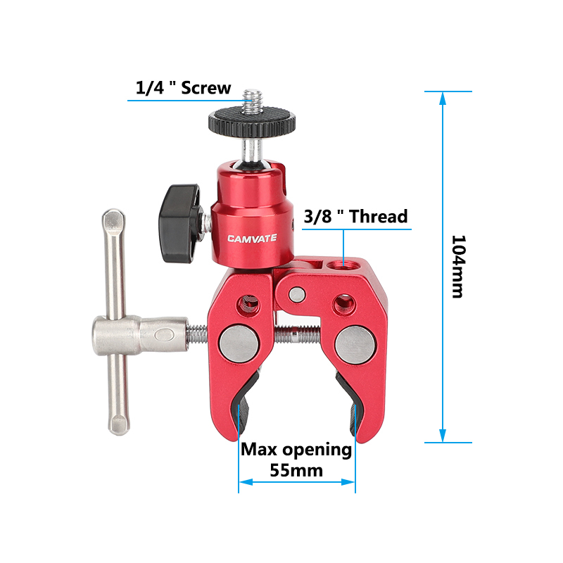 CAMVATE Crab Clamp with 360° Mini Ball Head