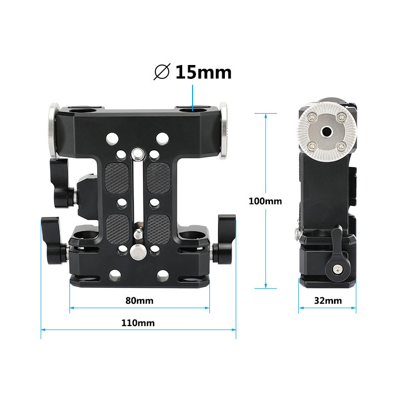 CAMVATE 10" Dovetail Plate and QR Baseplate with Double Rod Adapter