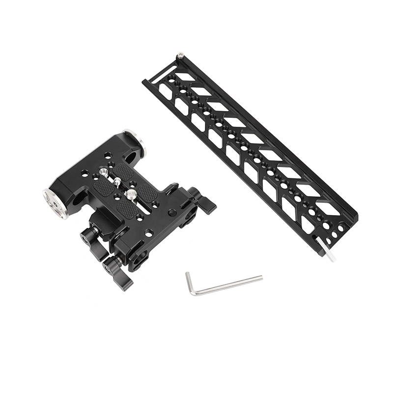 CAMVATE 10" Dovetail Plate and QR Baseplate with Double Rod Adapter