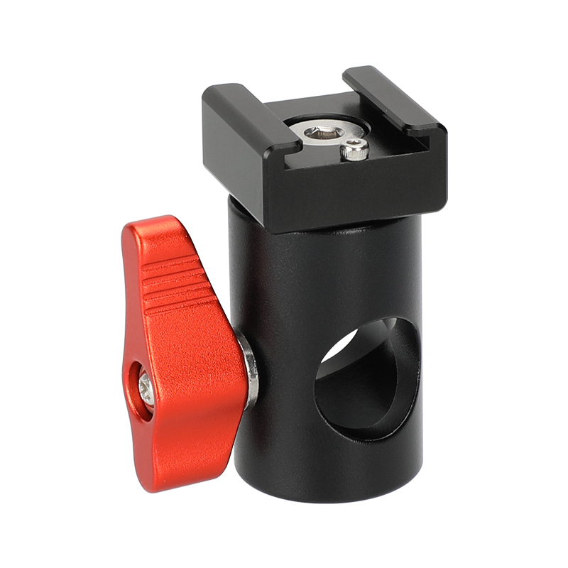 CAMVATE Light Stand Head With Cold Shoe Mount Adapter (Red Rachet Lever)