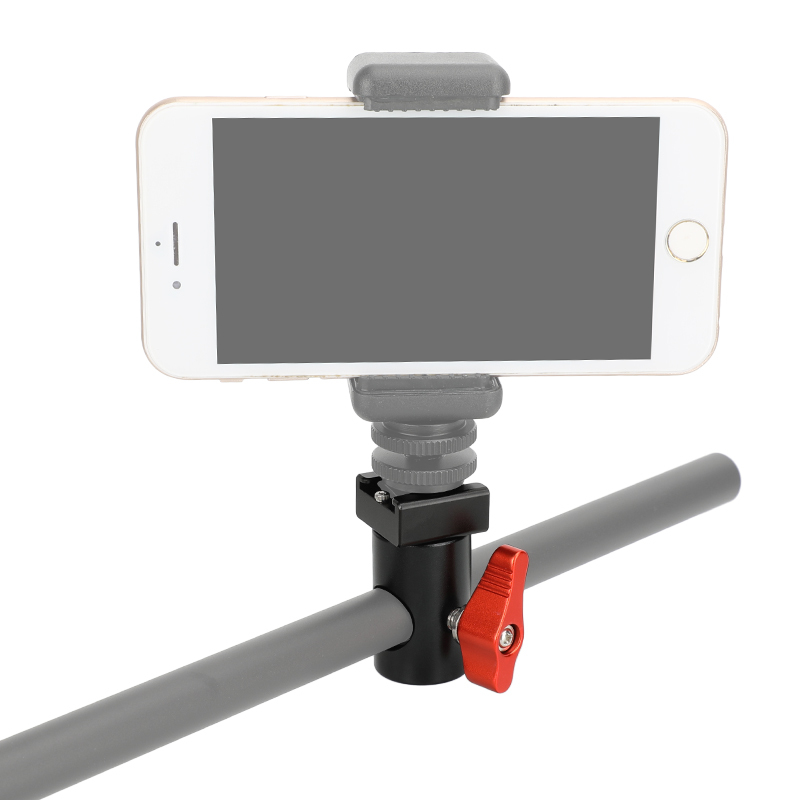 CAMVATE Light Stand Head With Cold Shoe Mount Adapter (Red Rachet Lever)