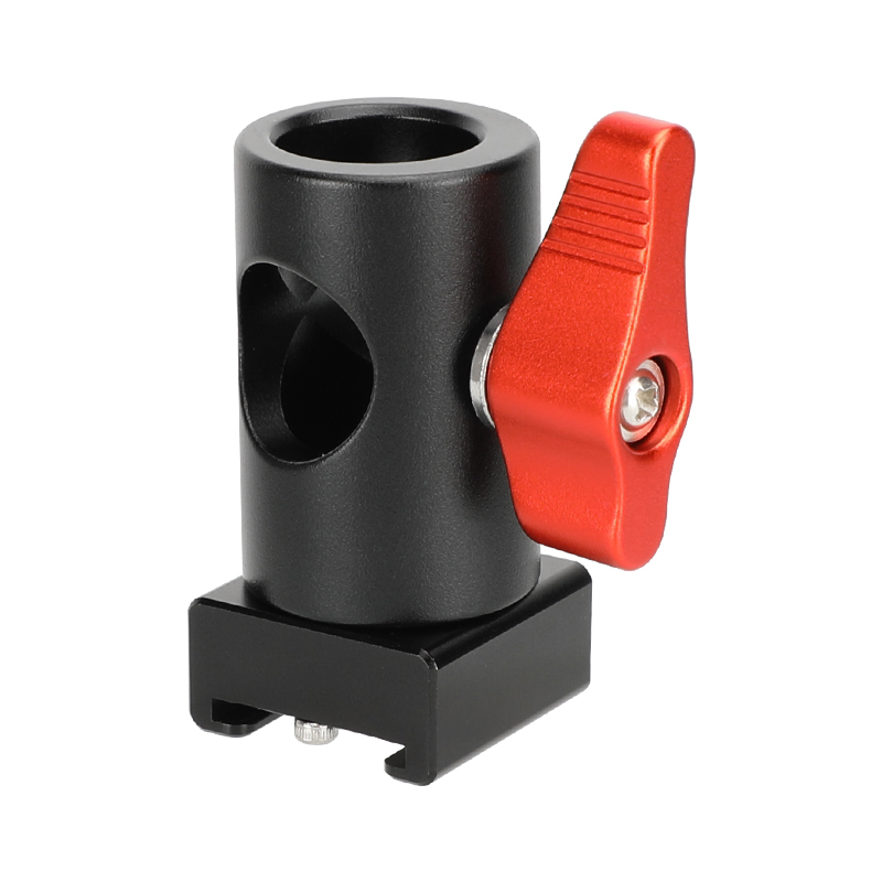 CAMVATE Light Stand Head With Cold Shoe Mount Adapter (Red Rachet Lever)