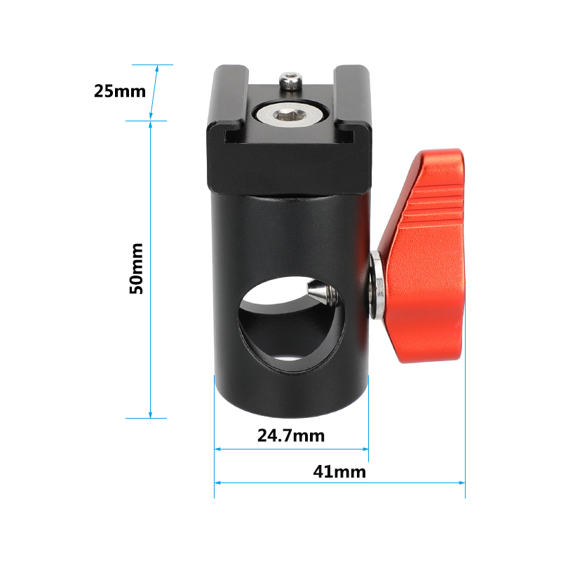 CAMVATE Light Stand Head With Cold Shoe Mount Adapter (Red Rachet Lever)