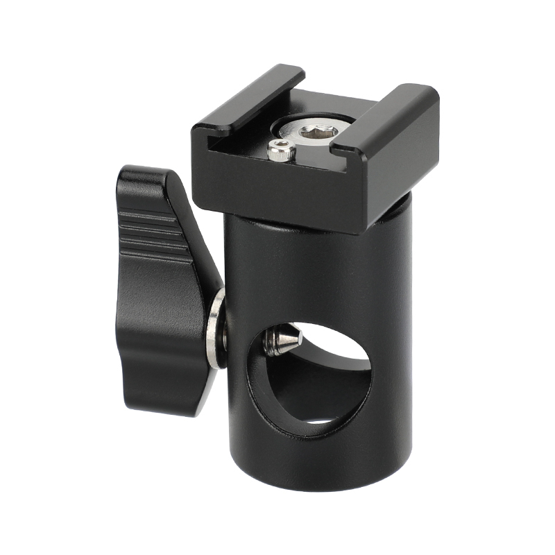 CAMVATE Light Stand Head With Cold Shoe Mount Adapter (Black Rachet Lever)