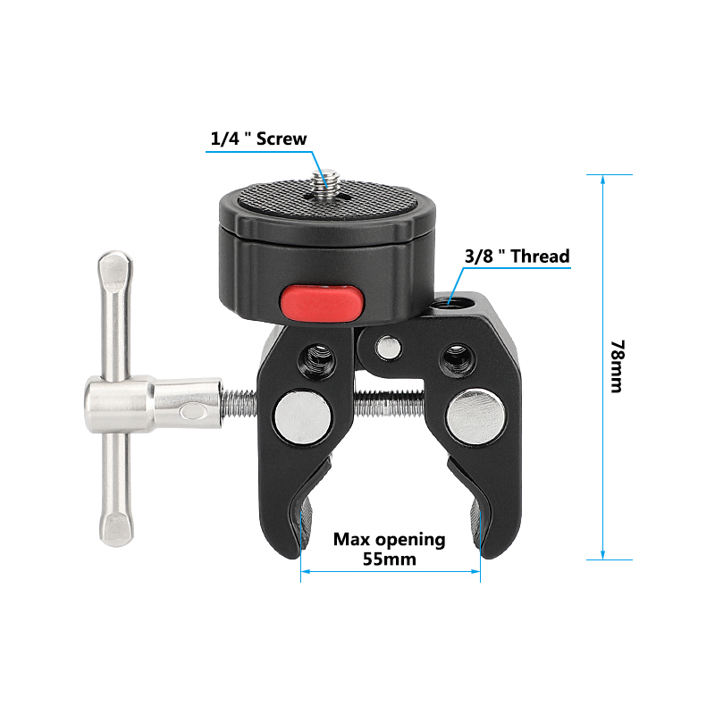 CAMVATE Super Crab Clamp With QR 1/4" Bolt-on Mount