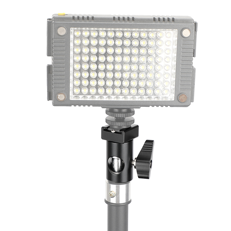 CAMVATE Light Stand Head With Cold Shoe Mount Adapter (Black Rachet Lever)