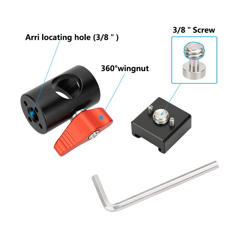 CAMVATE Light Stand Head With Cold Shoe Mount Adapter (Red Rachet Lever)