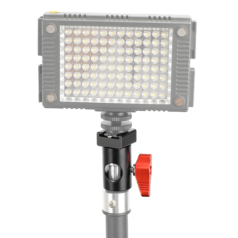 CAMVATE Light Stand Head With Cold Shoe Mount Adapter (Red Rachet Lever)