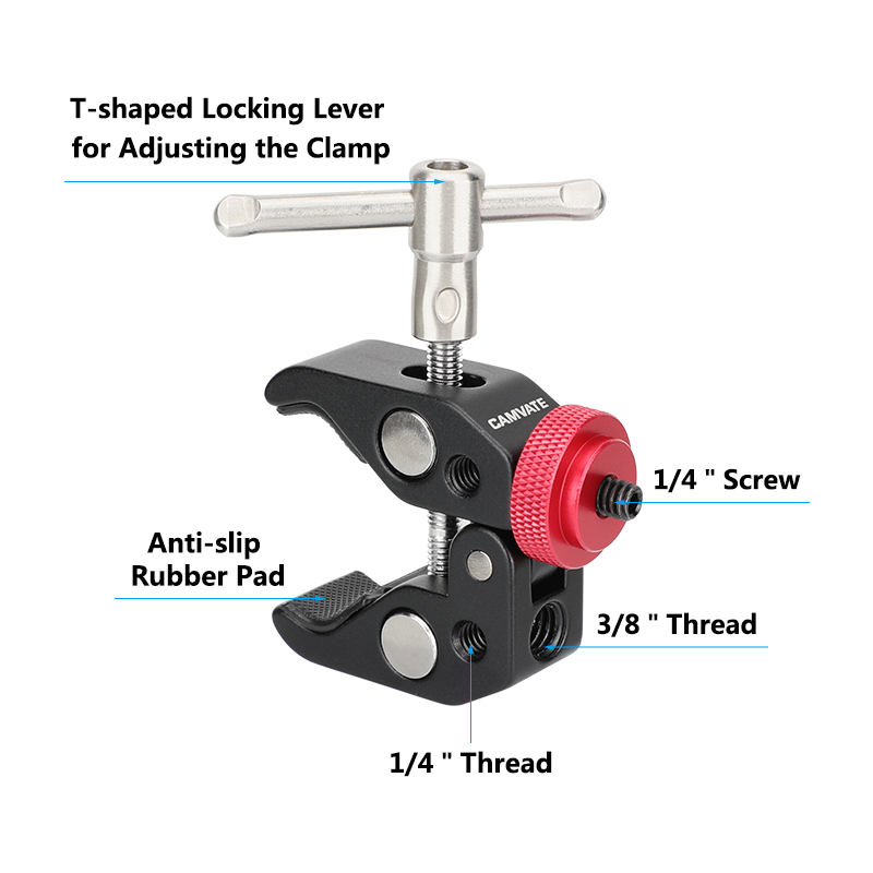 CAMVATE Super Crab Clamp with 1/4"-20 Screw Mount (2-Pack)