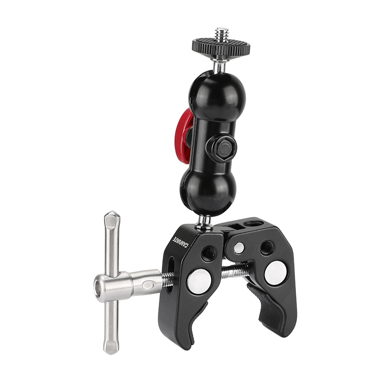 CAMVATE Super Crab Clamp with Rotating Mini Ball Head (Red Knob, 2-Pack)