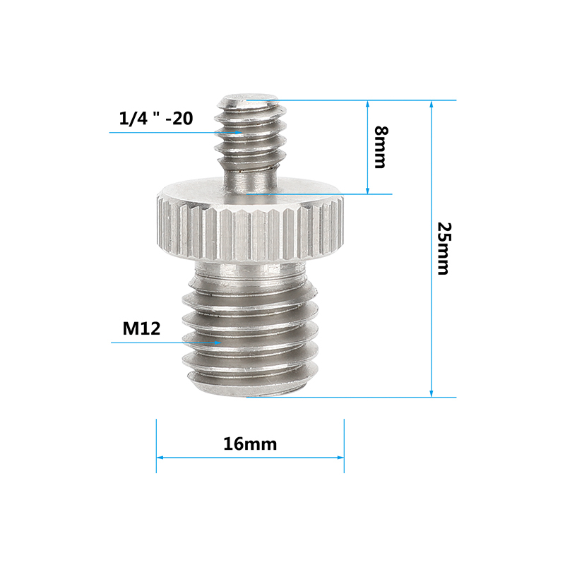 CAMVATE 1/4"-20 to M12 & M12 to M12 Assorted Adapter Set for 15mm Rods (6-Pack)