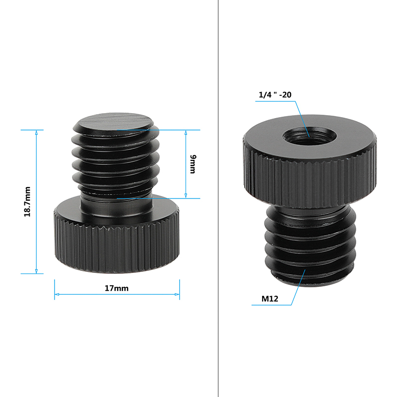 CAMVATE 1/4"-20 to M12 & M12 to M12 Assorted Adapter Set for 15mm Rods (6-Pack)