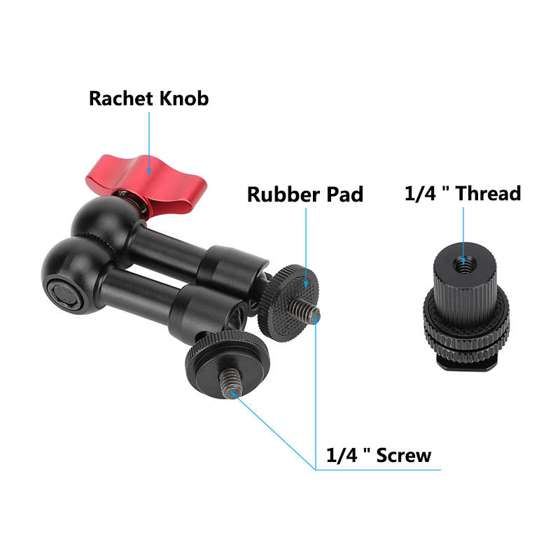 CAMVATE 7" Articulating Magic Arm with Shoe Mount Adapter (Red Locking Knob)