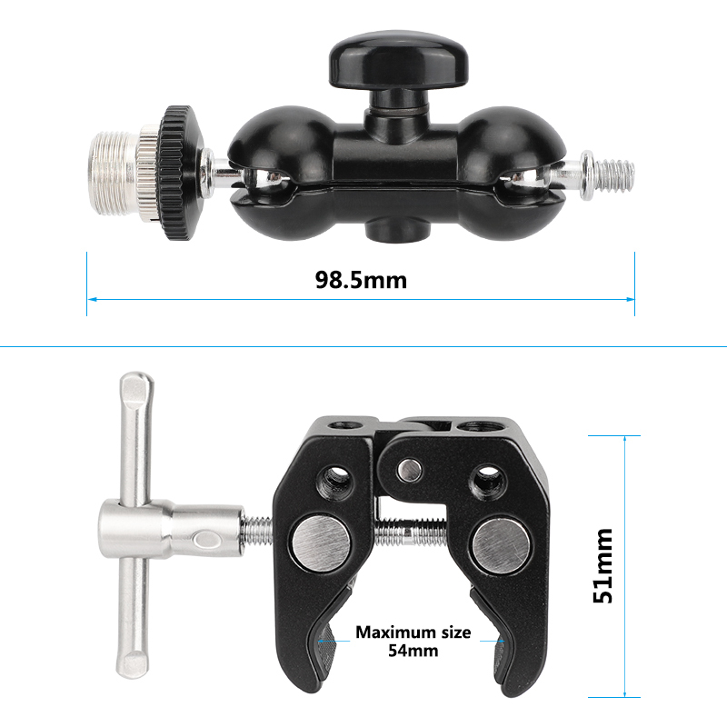 CAMVATE Crab Clamp with 360° Ball Head for Microphone (2-Pack)