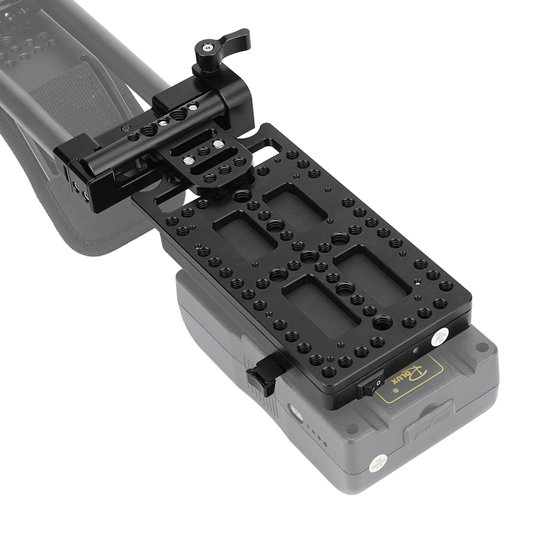 CAMVATE V-Mount Battery Plate Power Supply Splitter with Adjustable 15mm Rod Mount
