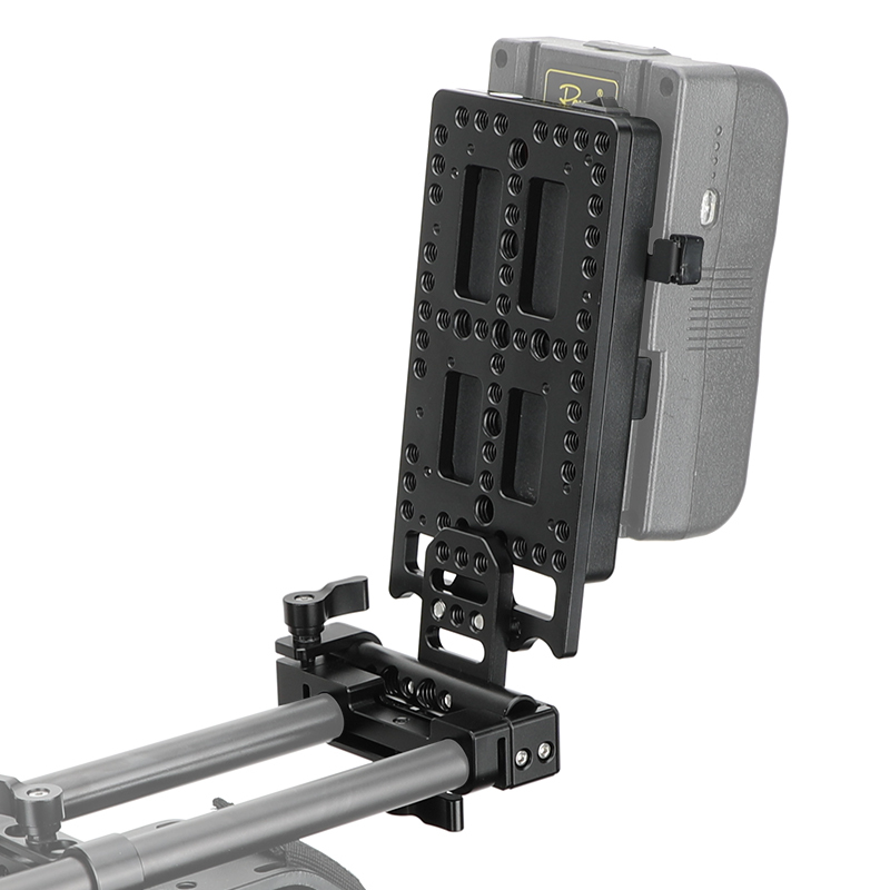 CAMVATE V-Mount Battery Plate Power Supply Splitter with Adjustable 15mm Rod Mount