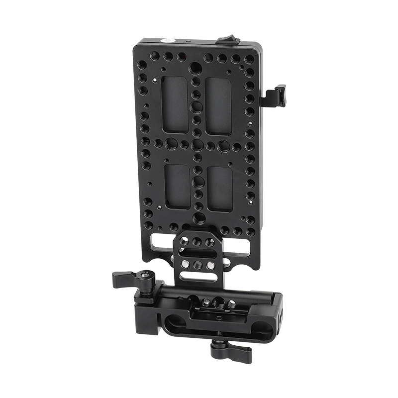 CAMVATE V-Mount Battery Plate Power Supply Splitter with Adjustable 15mm Rod Mount