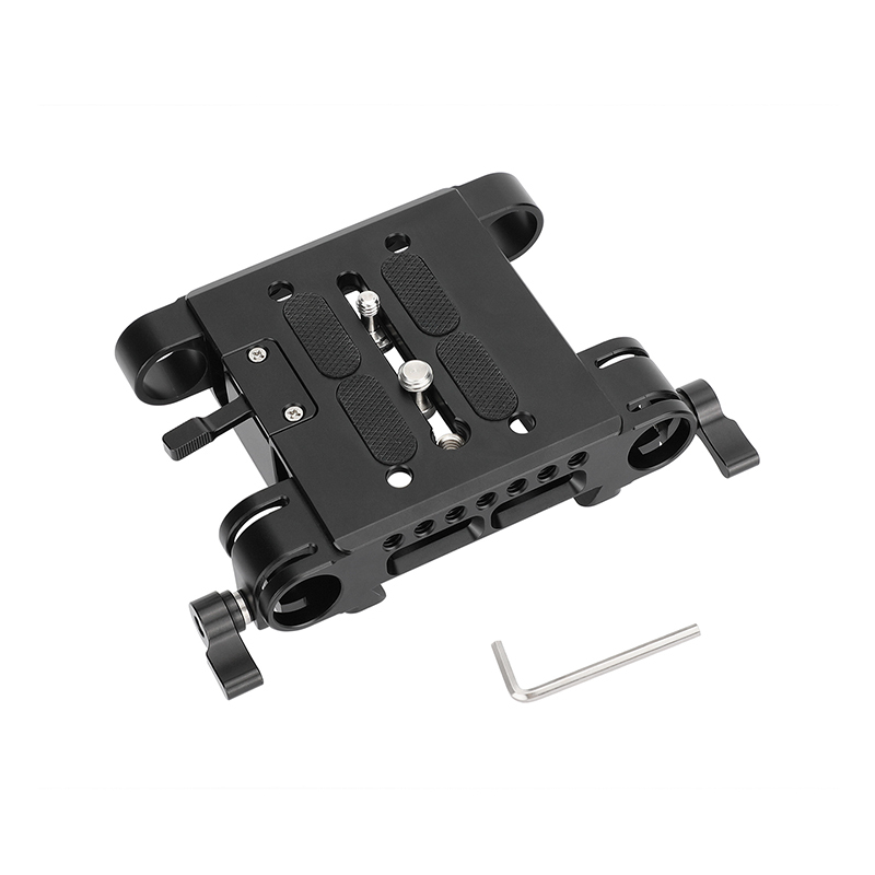 CAMVATE QR Baseplate Dovetail Clamp with Double Rod Adapter for 19mm Studio