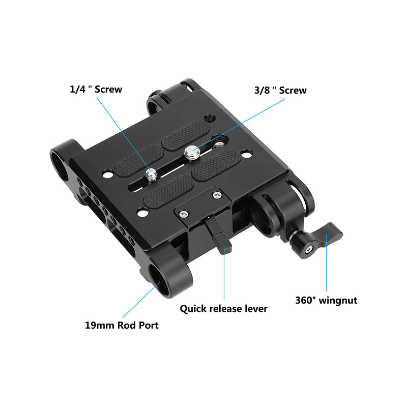 CAMVATE QR Baseplate Dovetail Clamp with 11.8" Rod for 19mm Studio