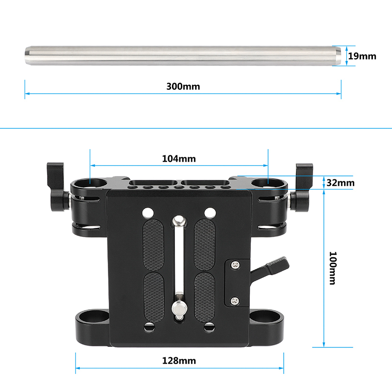 CAMVATE QR Baseplate Dovetail Clamp with 11.8" Rod for 19mm Studio