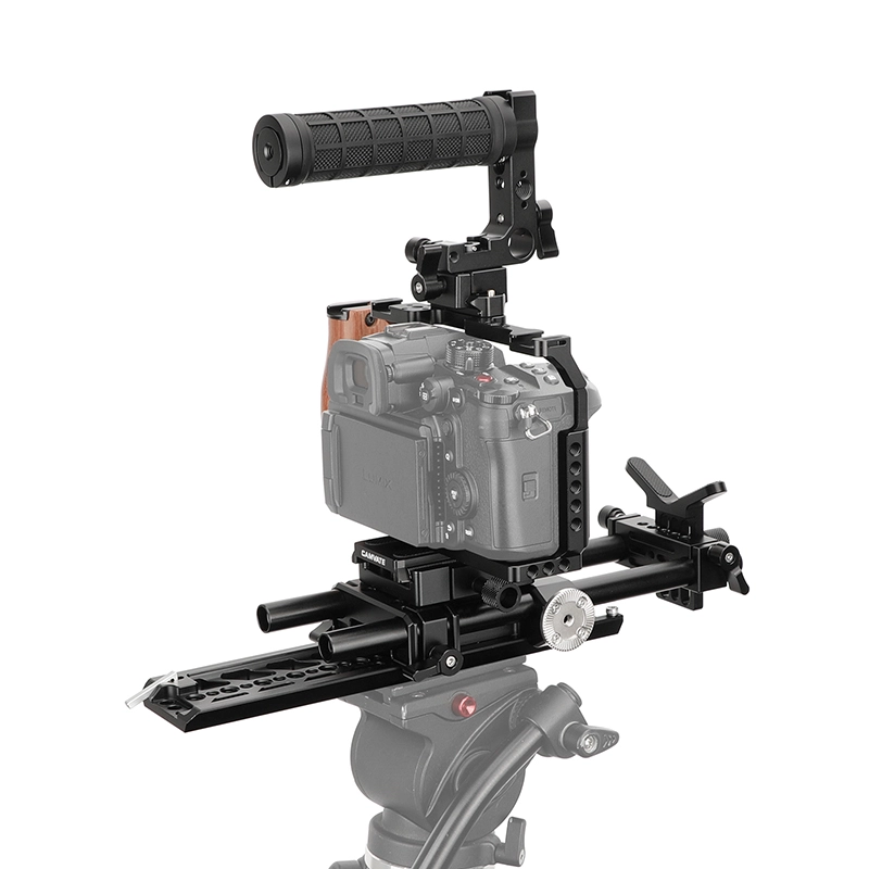 CAMVATE Full Camera Cage Kit with Handles and 15mm Support System for Panasonic GH6