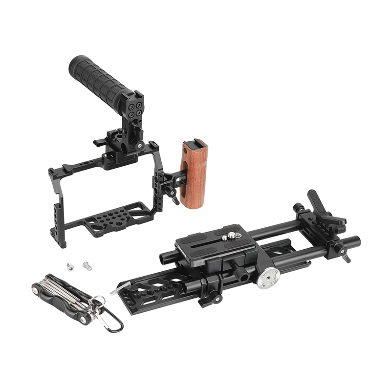 CAMVATE Full Camera Cage Kit with Handles and 15mm Support System for Panasonic GH6
