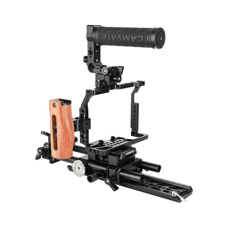 CAMVATE Full Camera Cage Kit with Handles and 15mm Support System for Panasonic GH6