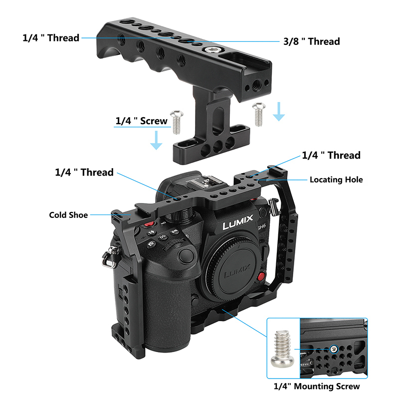 CAMVATE Full Camera Cage with Top Handle for Panasonic GH6