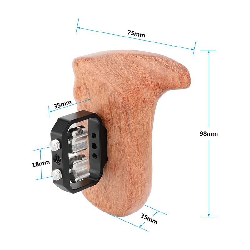 CAMVATE Wooden Handgrip with 1/4"-20 Thumbscrew (Right Hand, Large-Sized)
