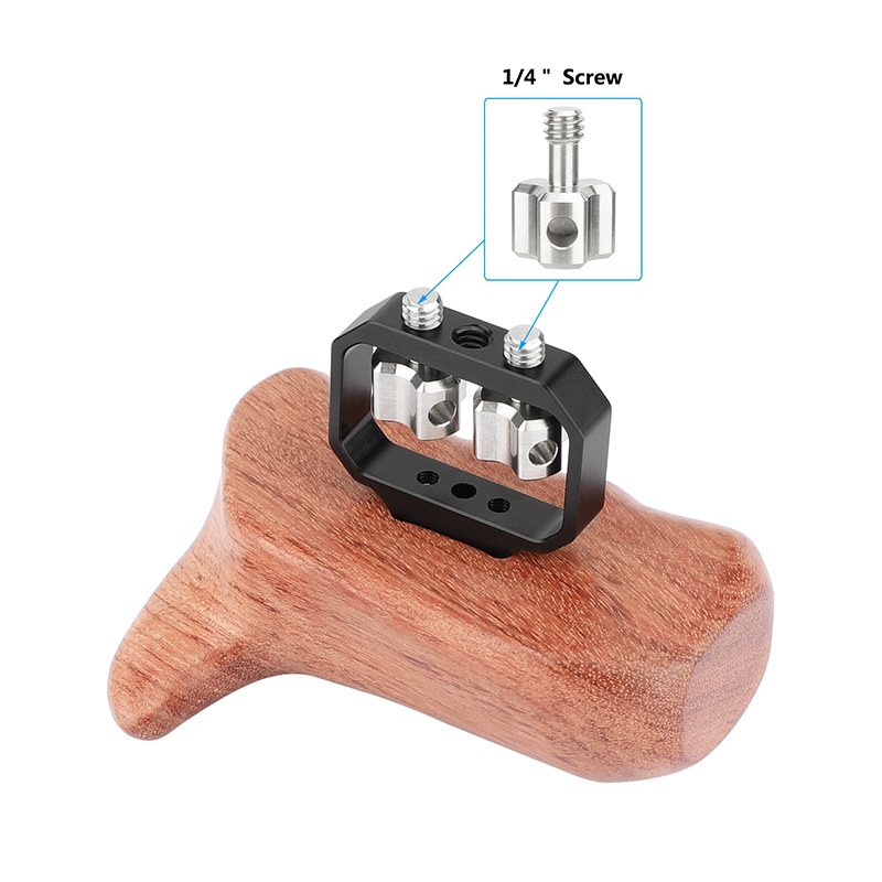 CAMVATE Wooden Handgrip with 1/4"-20 Thumbscrew (Left Hand, Large-Sized)