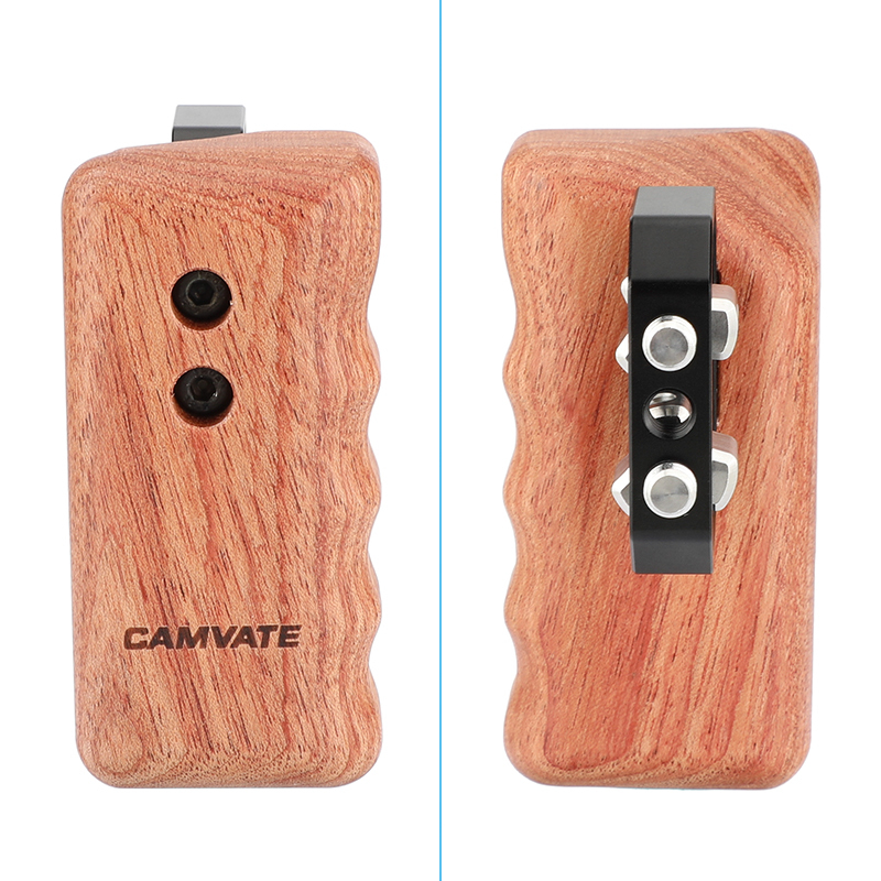 CAMVATE Wooden Handgrip with 1/4"-20 Thumbscrew (Right Hand)