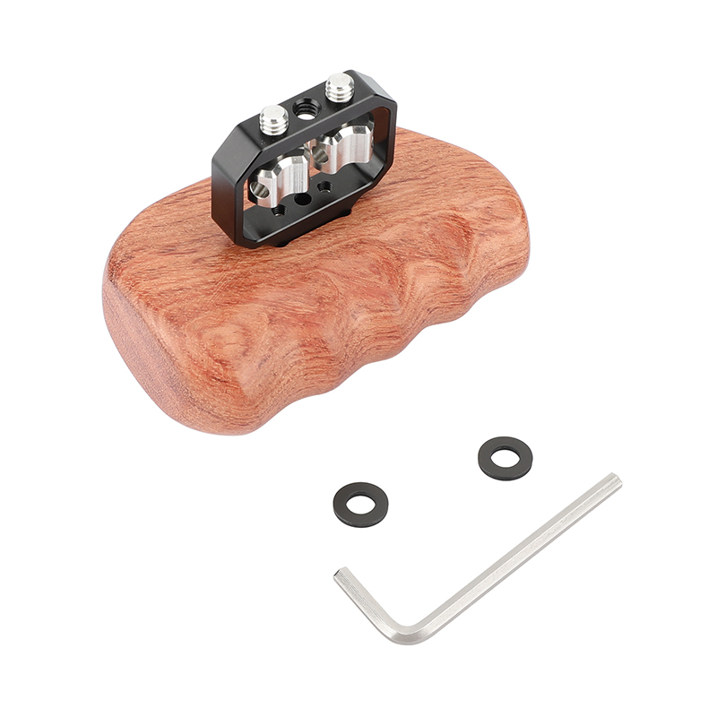 CAMVATE Wooden Handgrip with 1/4"-20 Thumbscrew (Left Hand, Large-Sized)